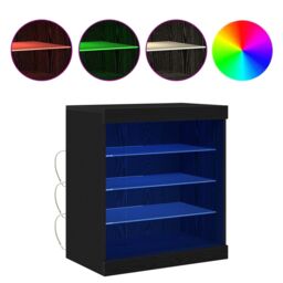 Berkfield Home Sideboard with LED Lights Black Oak 60, 5x37x67 cm - Size: 5 x 37 x 67 cm - thumbnail 4