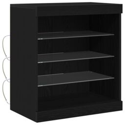Berkfield Home Sideboard with LED Lights Black Oak 60, 5x37x67 cm - Size: 5 x 37 x 67 cm - thumbnail 2