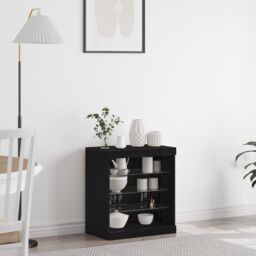 Berkfield Home Sideboard with LED Lights Black Oak 60, 5x37x67 cm - Size: 5 x 37 x 67 cm - thumbnail 1