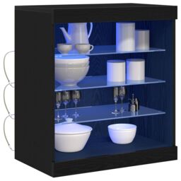 Berkfield Home Sideboard with LED Lights Black Oak 60, 5x37x67 cm - Size: 5 x 37 x 67 cm - thumbnail 3