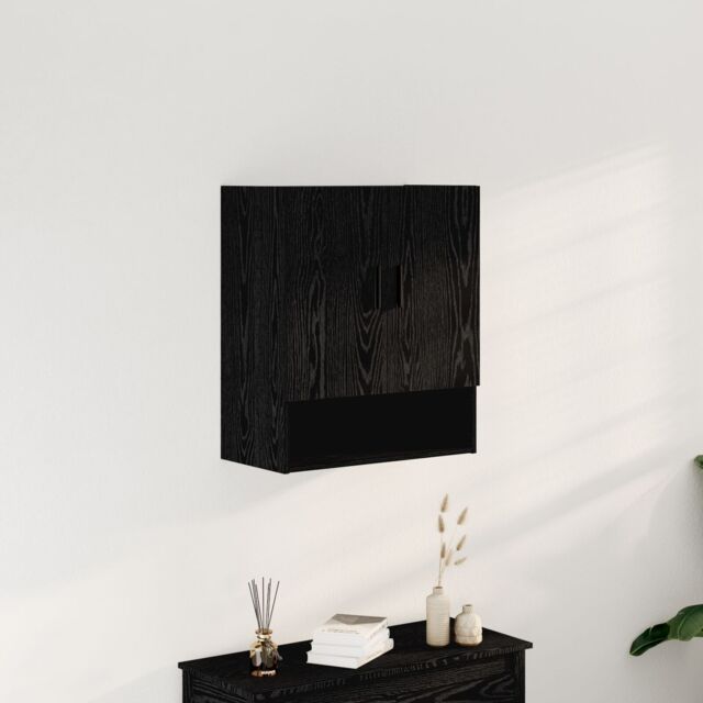 Berkfield Home Wall Cabinet Black Oak 60x31x70 cm Engineered Wood - Size: 60 x 31 x 70 cm - image 1