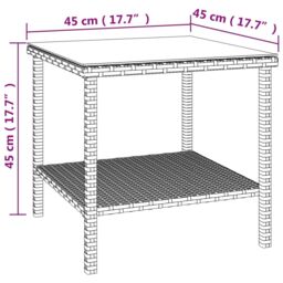 Berkfield Home Side Table Black 45x45x45 cm Poly Rattan & Tempered Glass - Size: 45 x 45 x 45 cm - thumbnail 6