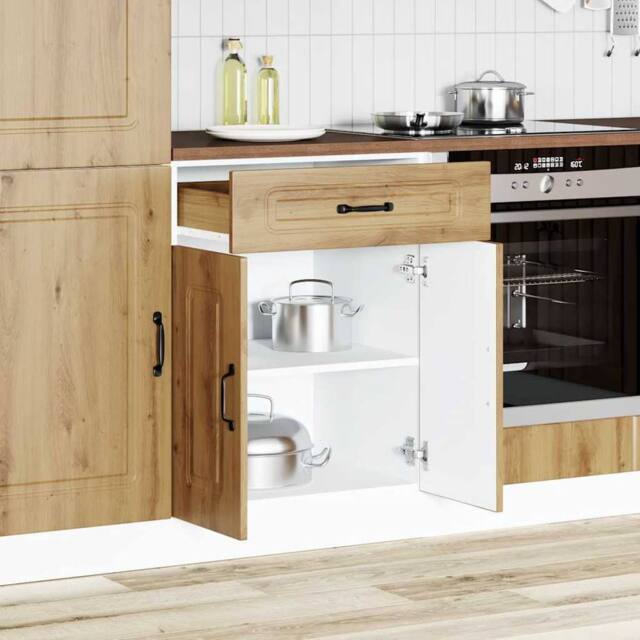 Berkfield Home Kitchen Base Cabinet Kalmar Artisan Oak Engineered Wood in Brown - image 1
