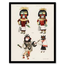 Artery8 Hopi Kachinas Hopi Native Vintage Framed Wall Art Print in White - Size: A4 - thumbnail 1