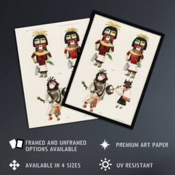 Artery8 Hopi Kachinas Hopi Native Vintage Framed Wall Art Print in White - Size: A4 - thumbnail 2