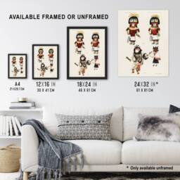 Artery8 Hopi Kachinas Hopi Native Vintage Framed Wall Art Print in White - Size: A4 - thumbnail 3