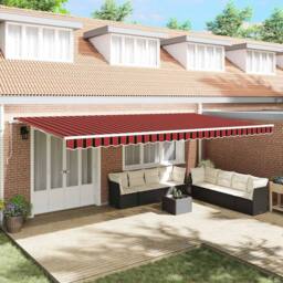 Berkfield Home Manual Retractable Awning Orange & Brown 600x300 cm - thumbnail 2
