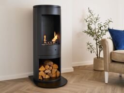 Adam Fires & Fireplaces Adam Double Sided Curved Stove Hearth in Black - thumbnail 3