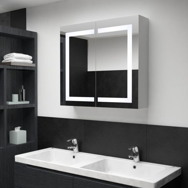 Berkfield Home LED Bathroom Mirror Cabinet 80x12.2x68 cm in White - image 1