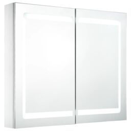 Berkfield Home LED Bathroom Mirror Cabinet 80x12.2x68 cm in White - thumbnail 2
