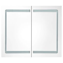 Berkfield Home LED Bathroom Mirror Cabinet 80x12.2x68 cm in White - thumbnail 3