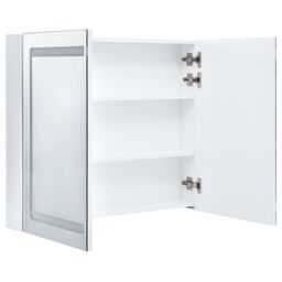 Berkfield Home LED Bathroom Mirror Cabinet 80x12.2x68 cm in White - thumbnail 5