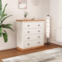 Cabinet Bits Tropea 4 Drawer Chest of Drawers Chrome Cup Handle in Off-White