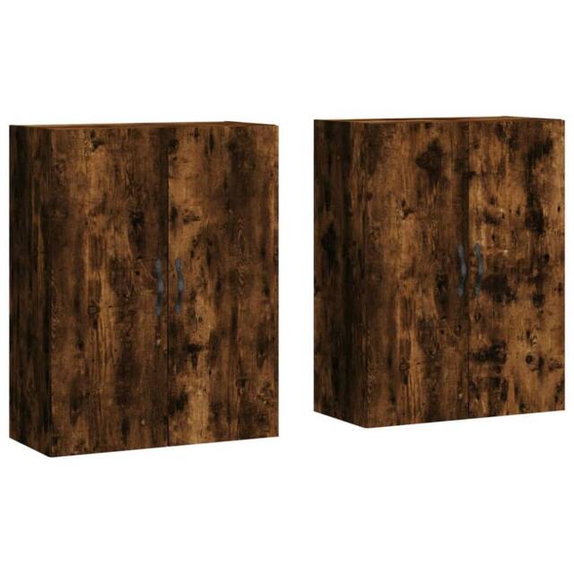 Berkfield Home Wall Mounted Cabinets 2 pcs Smoked Oak Engineered Wood in Brown - image 1