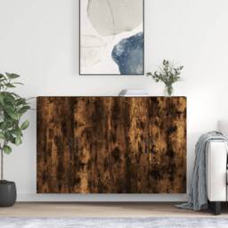 Berkfield Home Wall Mounted Cabinets 2 pcs Smoked Oak Engineered Wood in Brown - thumbnail 2