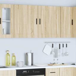 Berkfield Home Kitchen Wall Cabinets 2 pcs¬†Porto Sonoma Oak Engineered Wood in Brown - thumbnail 4