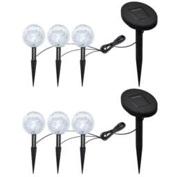Berkfield Home Garden Lights 6 pcs LED with Spike Anchors & Solar Panels in White - thumbnail 2