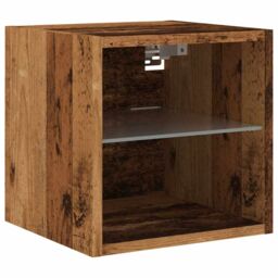 Berkfield Home TV Wall Cabinet with LED Lights Old Wood 30x28.5x30 cm in Brown - thumbnail 2