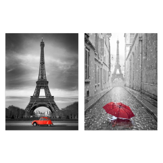 Artery8 Wall Art Print Views Of The Eiffel Tower Paris Set Of 2 s Living Room Aesthetic Photograph A4 - image 1