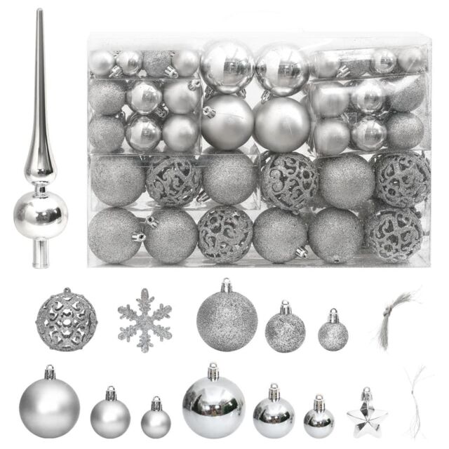 Berkfield Home 111 Piece Christmas Bauble Set Silver Polystyrene - image 1