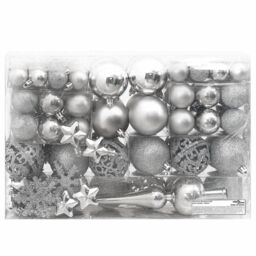 Berkfield Home 111 Piece Christmas Bauble Set Silver Polystyrene - thumbnail 3