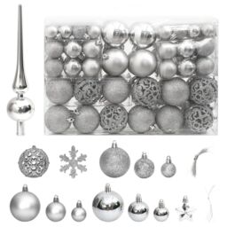 Berkfield Home 111 Piece Christmas Bauble Set Silver Polystyrene - thumbnail 1