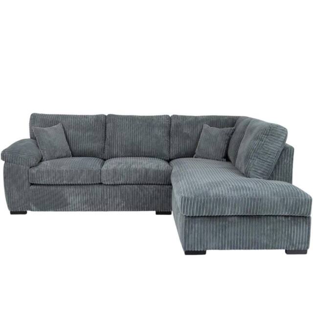Bliss Furniture Jumbo Cord L Shape 4 Seater Right Hand Corner Sofa in Grey - Size: 4 Person - image 1