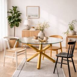 Wyld Haus San Sebastian Clear Glass Round Dining Table 4 Seater - thumbnail 1