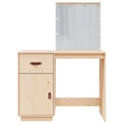 Berkfield Home Dressing Table with LED 95x50x133.5 cm Solid Wood Pine in Brown - thumbnail 6