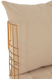 Orsina Luxurious Gold Finish Chair With Cushion, Fabric Upholstered Arm Chair For Bedroom, Stylish Armchair - thumbnail 4