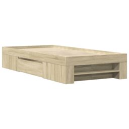 Berkfield Home Bed Frame without Mattress Sonoma Oak 90x200 cm Engineered Wood in Brown - thumbnail 3