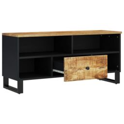 Berkfield Home TV Cabinet 100x33x46 cm Solid Wood Mango&Engineered Wood in Brown - Size: 100 x 33 x 46 cm - thumbnail 3