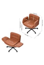 Living and Home Ergonomic Faux Leather Office Chair with Wide Seat & Extendable Arms in Brown - thumbnail 9