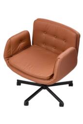 Living and Home Ergonomic Faux Leather Office Chair with Wide Seat & Extendable Arms in Brown - thumbnail 3
