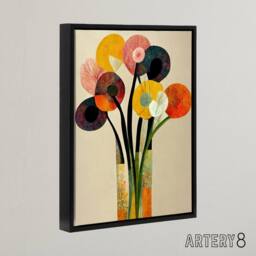 "Artery8 Abstract Flower Bouquet in Vase Floral Framed Canvas Wall Art Print - Size: W24"" x H32""" - thumbnail 2