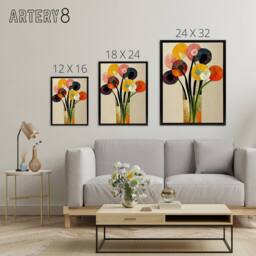 "Artery8 Abstract Flower Bouquet in Vase Floral Framed Canvas Wall Art Print - Size: W24"" x H32""" - thumbnail 4