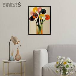 "Artery8 Abstract Flower Bouquet in Vase Floral Framed Canvas Wall Art Print - Size: W24"" x H32""" - thumbnail 3