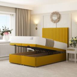 "Bed Choices Khloe Ottoman Divan Bed with 54"" Headboard in Mustard - Size: King"