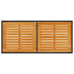 Berkfield Home Garden Table with Acacia Wood Top Black 115x54x74 cm Poly Rattan - Size: 115 x 54 x 74 cm - thumbnail 7