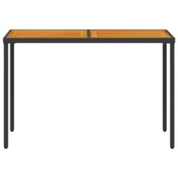 Berkfield Home Garden Table with Acacia Wood Top Black 115x54x74 cm Poly Rattan - Size: 115 x 54 x 74 cm - thumbnail 4
