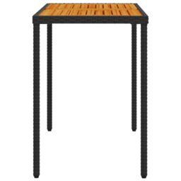 Berkfield Home Garden Table with Acacia Wood Top Black 115x54x74 cm Poly Rattan - Size: 115 x 54 x 74 cm - thumbnail 5
