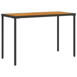Berkfield Home Garden Table with Acacia Wood Top Black 115x54x74 cm Poly Rattan - Size: 115 x 54 x 74 cm - thumbnail 2