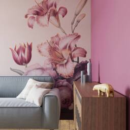 Superfresco Easy Antique Floral Soft Blush Print To Order 3m x 2.8m Mural in Pink - thumbnail 1