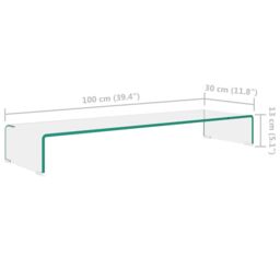 Berkfield Home TV Stand/Monitor Riser Glass Clear 100x30x13 cm - Size: 100 x 30 x 13 cm - thumbnail 6