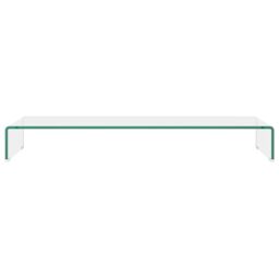 Berkfield Home TV Stand/Monitor Riser Glass Clear 100x30x13 cm - Size: 100 x 30 x 13 cm - thumbnail 3