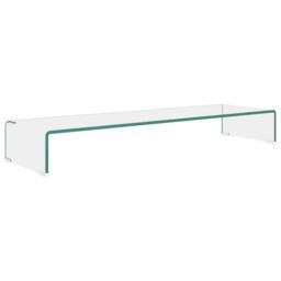 Berkfield Home TV Stand/Monitor Riser Glass Clear 100x30x13 cm - Size: 100 x 30 x 13 cm - thumbnail 2