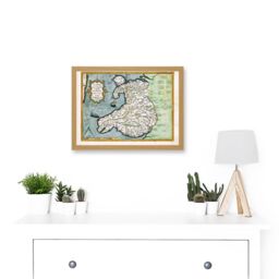 Artery8 Map Humphrey Llwyds Map Wales 1572 Britain UK Artwork Framed Wall Art Print A4 in Light Oak - thumbnail 2