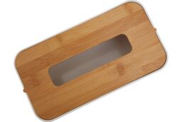 Orsina Grey Bamboo Fibre Tissue Box, Rectangular Tissue Holder With Lift-off Lid & Cutout Opening, Tissue Paper Box in White - thumbnail 3