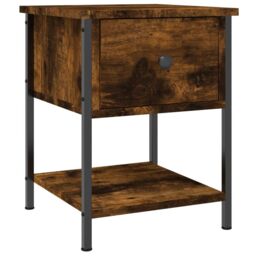 Berkfield Home Bedside Table Smoked Oak 34x35.5x45 cm Engineered Wood in Brown - thumbnail 2