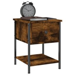 Berkfield Home Bedside Table Smoked Oak 34x35.5x45 cm Engineered Wood in Brown - thumbnail 3
